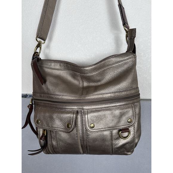 Fossil / Morgan / Traveler / Gold, Metallic / Leather / Crossbody / Bag - Picture 2 of 13